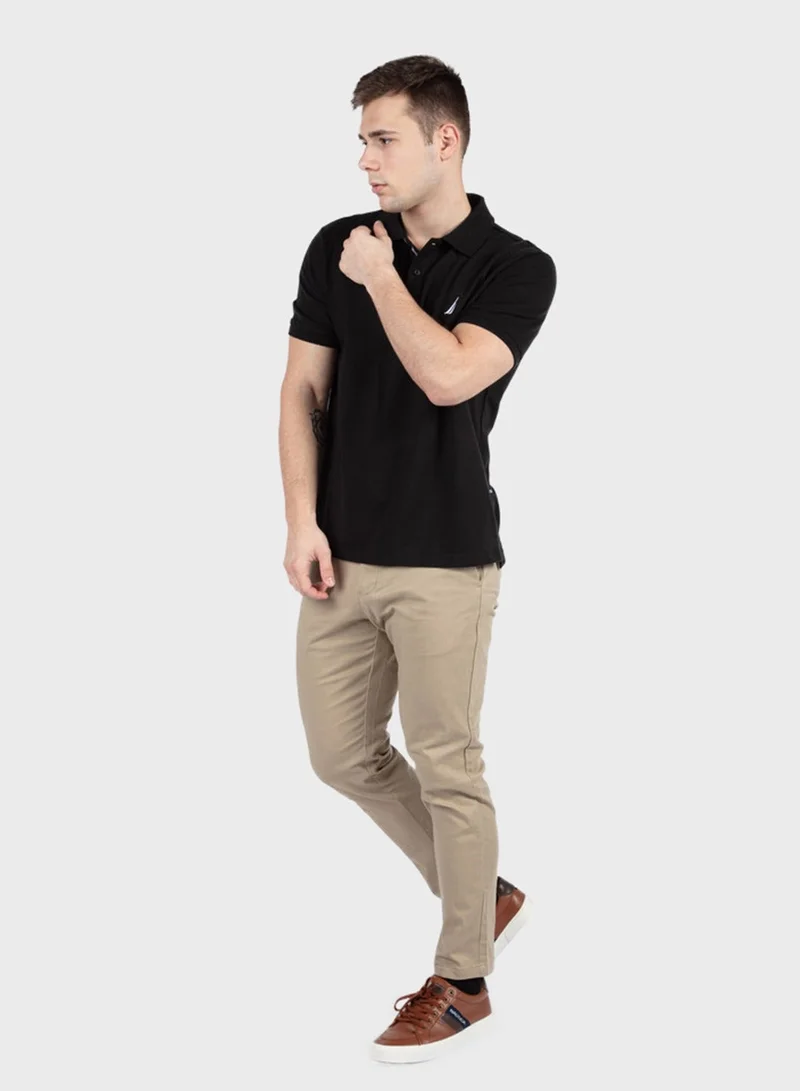 نوتيكا تيشيرت بولو قطن بريميوم بشعار أساسي بقصة عادية