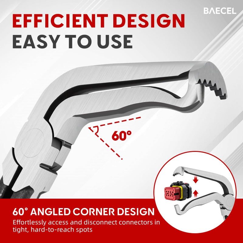 baecel 3 Pack Electrical Disconnect Pliers, Improved Automotive Electrical Terminal Connector Separator Removal Tool, Professional Electrical Connector Removal Tool for Cars, Black - Image 4