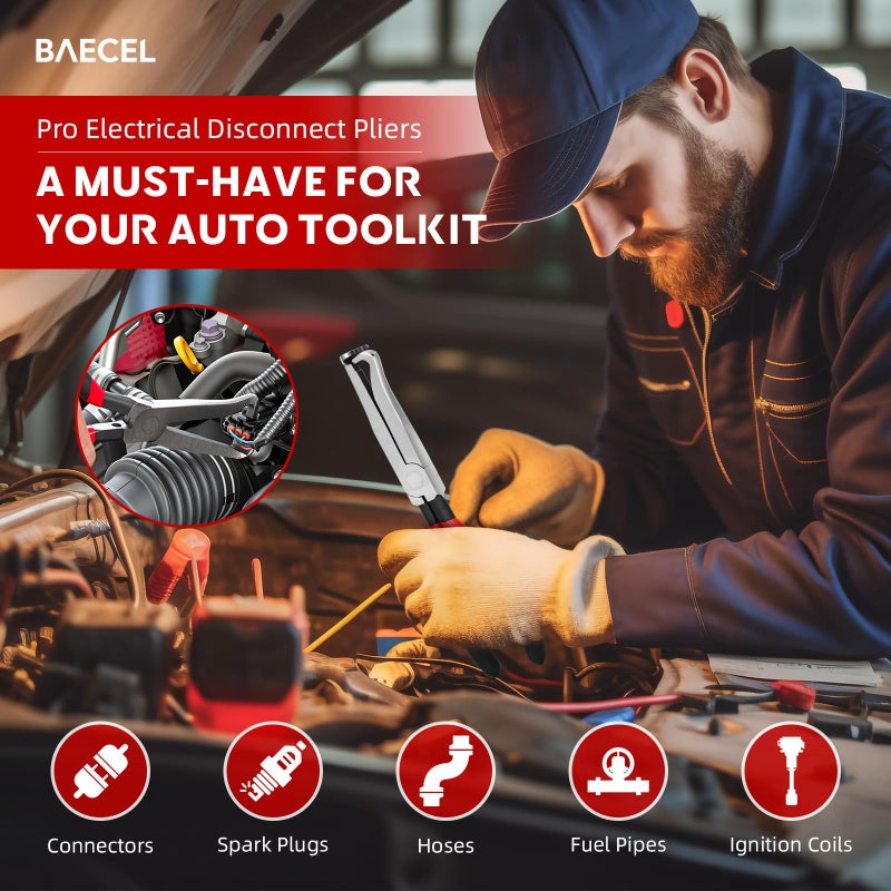 baecel 3 Pack Electrical Disconnect Pliers, Improved Automotive Electrical Terminal Connector Separator Removal Tool, Professional Electrical Connector Removal Tool for Cars, Black - Image 2