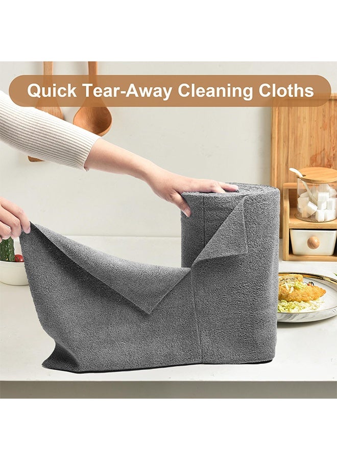20 Sheets Reusable Microfiber Cleaning Cloths, Wet and Dry Dual Use Washable Rags, Water/Oil Absorbent Micro Fibre Cloths, Multi-Purpose Kitchen Tissue Roll for Cleaning - 25x25cm (Grey) - Image 2