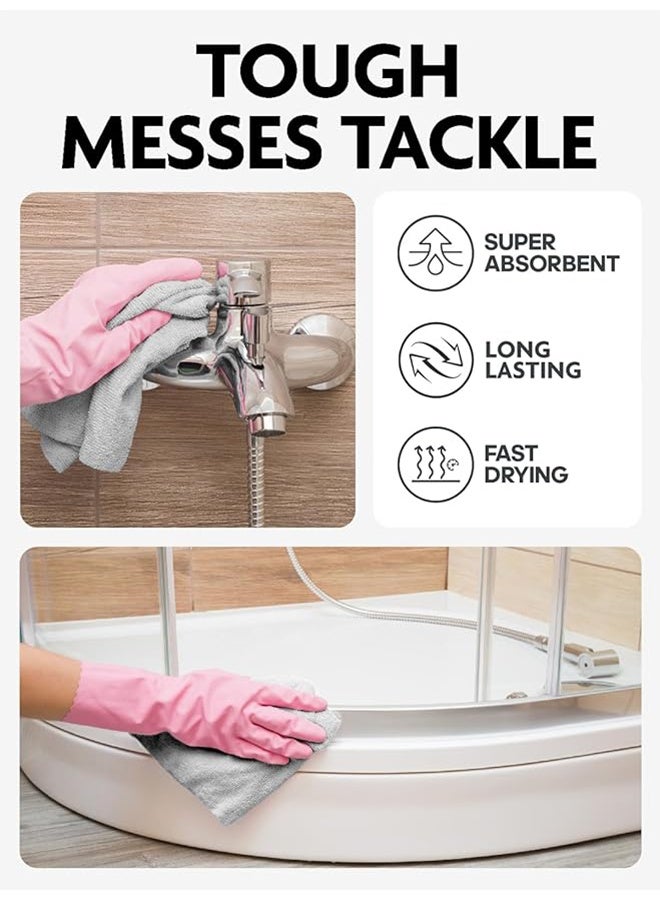 20 Sheets Reusable Microfiber Cleaning Cloths, Wet and Dry Dual Use Washable Rags, Water/Oil Absorbent Micro Fibre Cloths, Multi-Purpose Kitchen Tissue Roll for Cleaning - 25x25cm (Grey) - Image 4