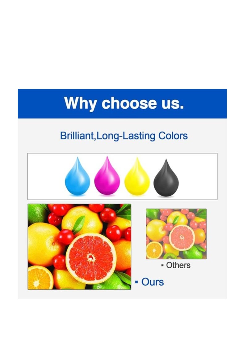 طقم حبر صبغة إعادة تعبئة 4 عبوات متوافق مع GI-490 (أسود 135 مل، أزرق سماوي، أرجواني، أصفر 70 مل لطابعات GI2410 GI3410 GI3411) - Image 2