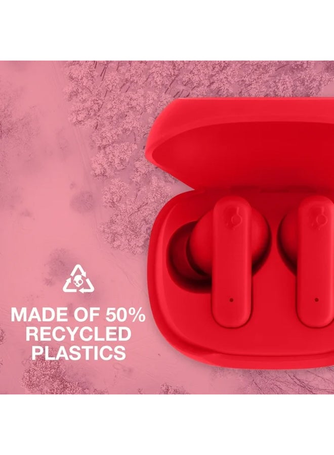 Skullcandy Smokin' Buds in-Ear Wireless Earbuds, 20 Hr Battery, 50% Renewable Plastics, Microphone, Works with iPhone Android and Bluetooth Devices - Flame Red - Image 4