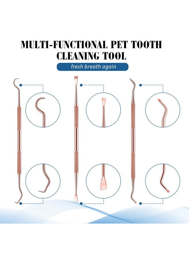 Hotop 3 Pieces Dog Dental Tooth Scaler and Scraper Stainless Double Headed Tarter Removing Tool Scraper Pet Teeth Cleaning Tools for Dog and Cat (Rose Gold) - Image 2
