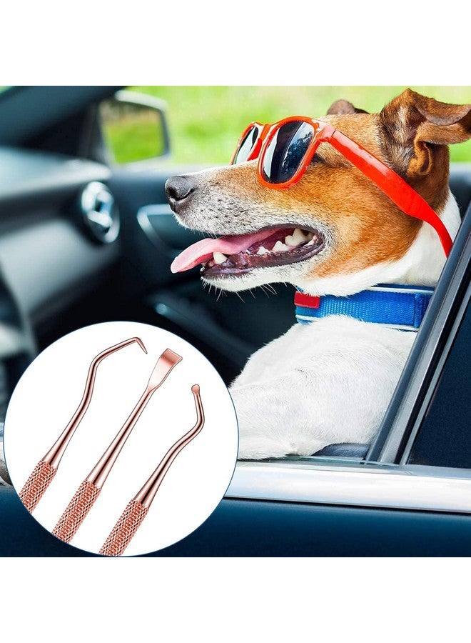 Hotop 3 Pieces Dog Dental Tooth Scaler and Scraper Stainless Double Headed Tarter Removing Tool Scraper Pet Teeth Cleaning Tools for Dog and Cat (Rose Gold) - Image 5