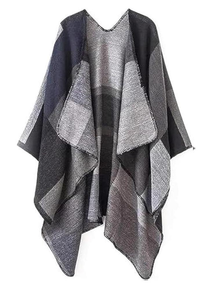 HOOKOR Women's Shawl Wraps Open Front Poncho Cape Oversized Sweaters Casual Cardigan Shawls for Fall Winter - Image 1