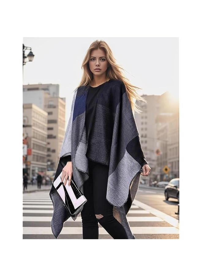 HOOKOR Women's Shawl Wraps Open Front Poncho Cape Oversized Sweaters Casual Cardigan Shawls for Fall Winter - Image 5