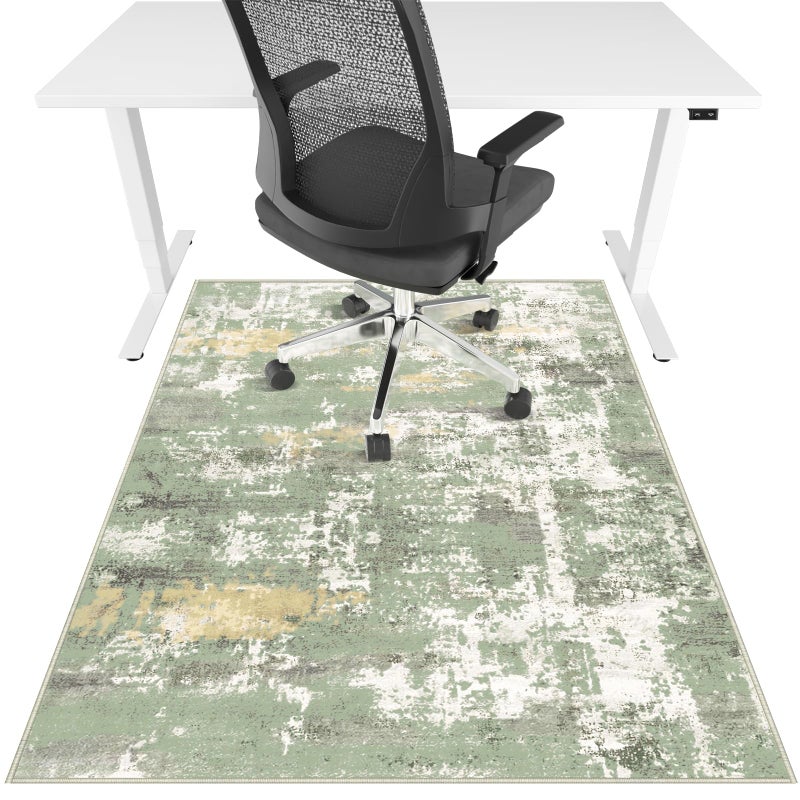 Lreedy Office Chair Mat for Hardwood Floor Tile Floor36X 48 Heavy Duty Desk Chair Mat for Hard Floors Under Desk Rug for Rolling Computer ChairAnti SlipLow Pile Carpet Floor ProtectorAbstract Green - Image 2