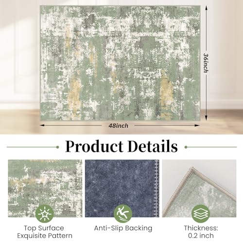 Lreedy Office Chair Mat for Hardwood Floor Tile Floor36X 48 Heavy Duty Desk Chair Mat for Hard Floors Under Desk Rug for Rolling Computer ChairAnti SlipLow Pile Carpet Floor ProtectorAbstract Green - Image 3