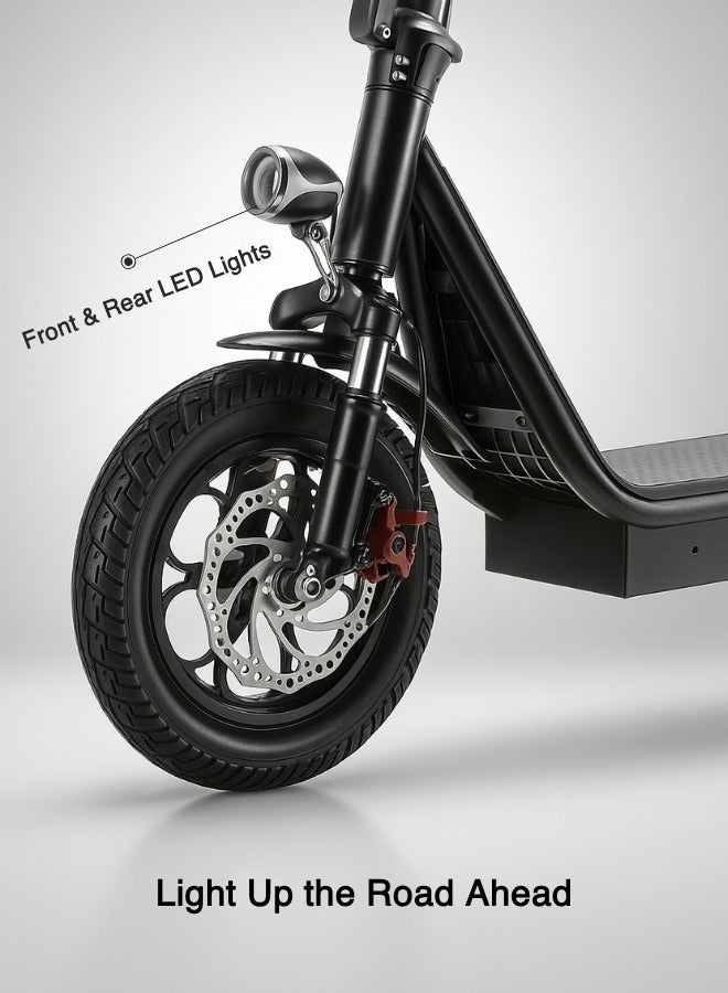 NIYAZI Electric Scooter with Basket | Electric Scooter for Adults | Electric Scooter with Seat | electric scooter | Foldable Electric Scooter | 48V Voltage | 500W Motor | Front and Rear Lights | Shock Absorption Suspension | Storage Basket | Weight Capacity 120 KG | 12-Inch Tires - Image 5