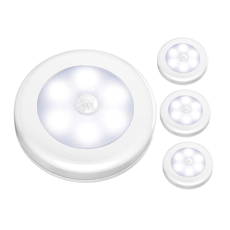 PRETZYOOM 4 قطع مستشعر حركة إضاءة ليلية كشف الجسم البشري تشغيل وإيقاف تلقائي موفر للطاقة LED للمرحاض والحمام والسلالم أبيض - Image 2