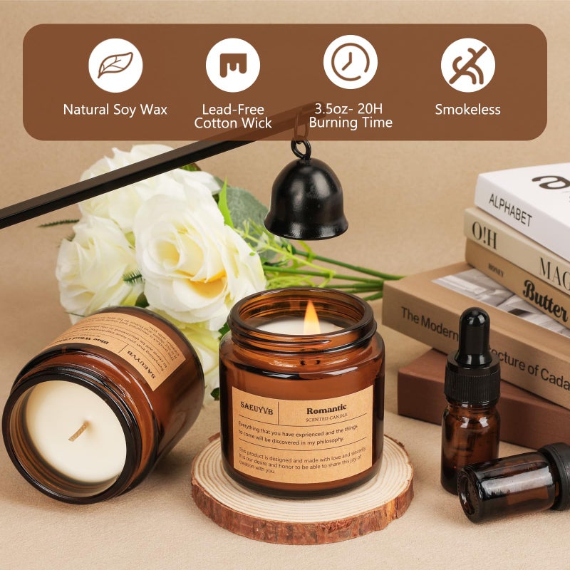 SAEUYVB 12 Pack Candles for Home Scented,Scented Candles Gift Set for Women &Men,Natural SoyCandles(Amber Jar),Aromatherapy Candle Set for Birthday Valentine Anniversary Mother's Day Christmas - Image 3