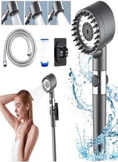 Three mode water-saving shower head combination, one button pause | smoke gray | anti blocking design