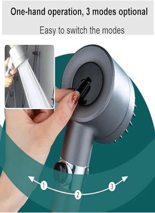 Generic - Three mode water-saving shower head combination, one button pause | smoke gray | anti blocking design - Image 1