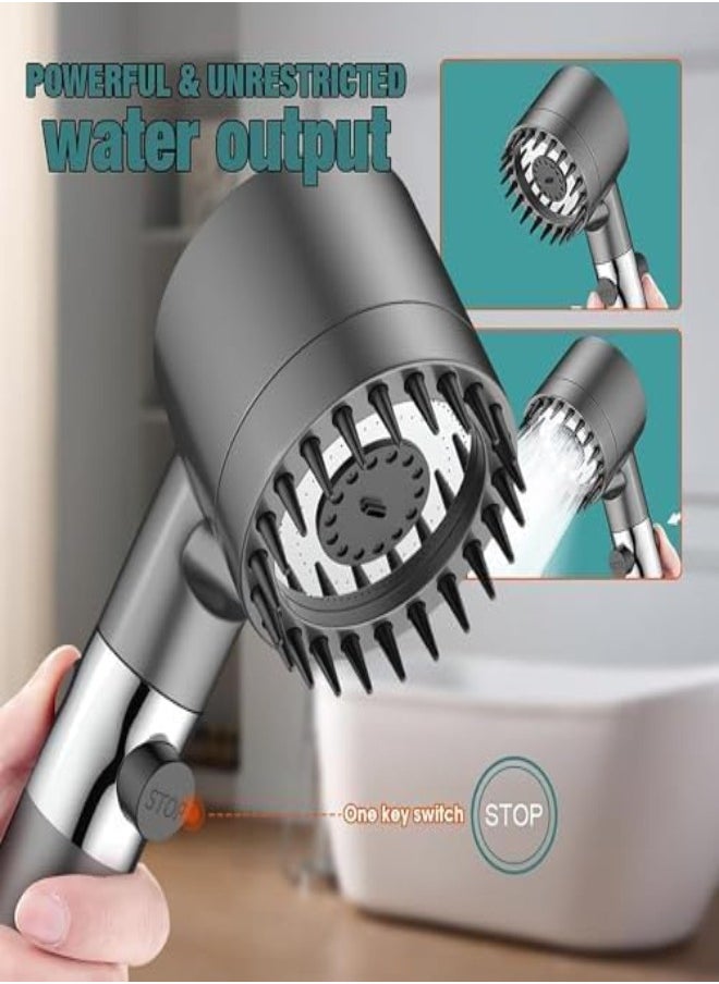 Generic - Three mode water-saving shower head combination, one button pause | smoke gray | anti blocking design - Image 1
