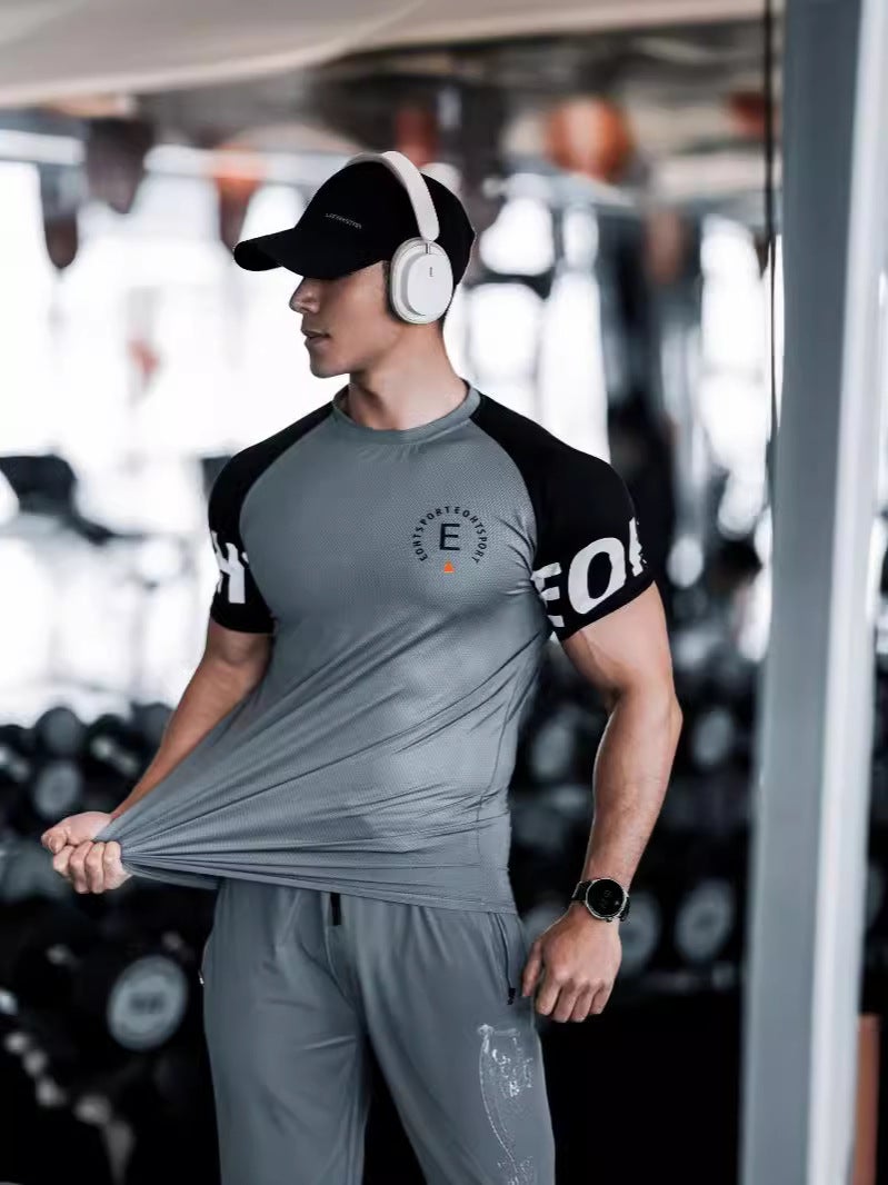 Muscle Men'S Fitness Brothers Sports Leisure Elastic Long Sleeve T-Shirt Light Plate No Logo - Image 2