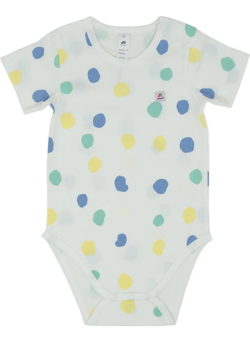 Jrmori Polka Dot Printed Short Sleeve Bodysuit with Shoulder Snaps