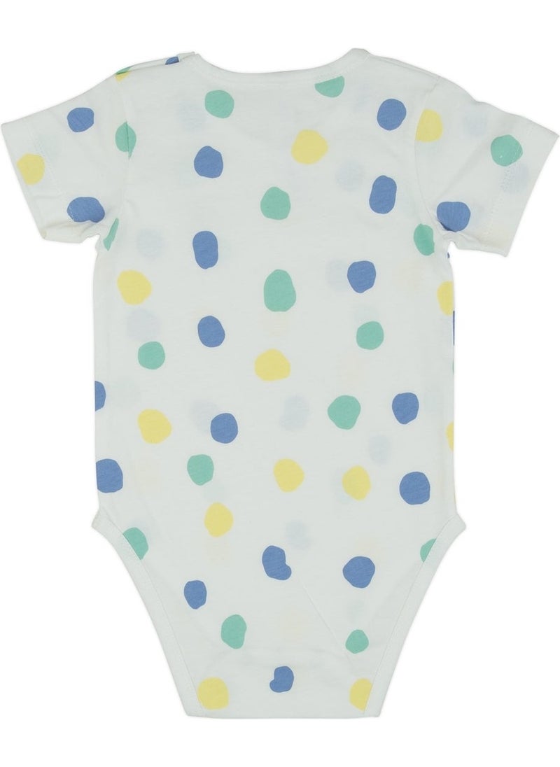 Jrmori Polka Dot Printed Short Sleeve Bodysuit with Shoulder Snaps  - Image 2