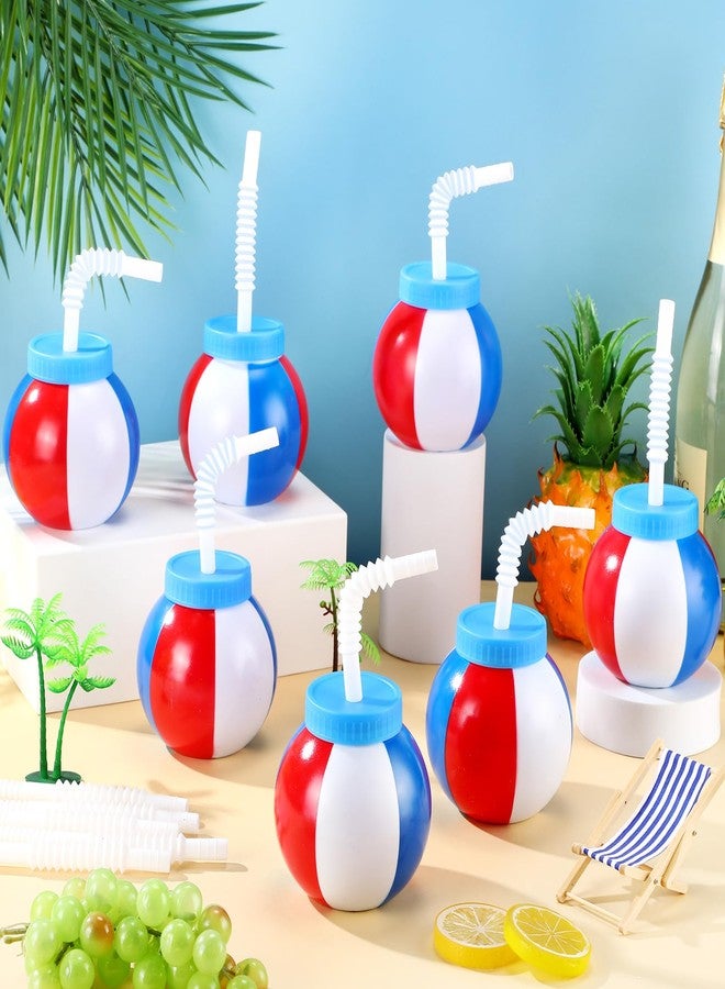 Skyley 12 Pcs 14 oz Summer Beach Ball Cups with Straws and Lids Plastic Sipper Reusable Summer Pool Drinking Cups for Birthday Beach Birthday Theme Party Supplies - Image 4