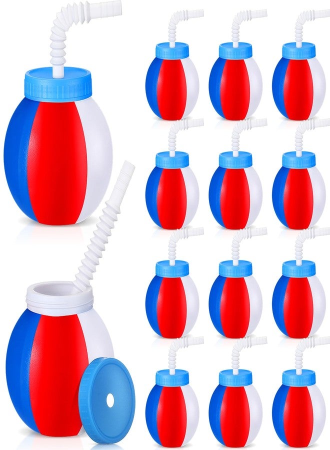 Skyley 12 Pcs 14 oz Summer Beach Ball Cups with Straws and Lids Plastic Sipper Reusable Summer Pool Drinking Cups for Birthday Beach Birthday Theme Party Supplies - Image 1