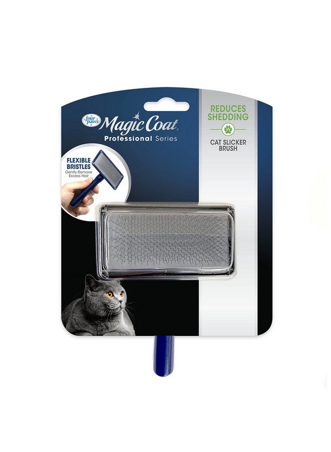 Four Paws Magic Coat Professional Series Cat Slicker Brush for Medium or Long Coats - Gently Removes Excess Hair, Stimulates Natural Oils, Ideal for Cats and Kittens, Lightweight Wood Handle - Image 1