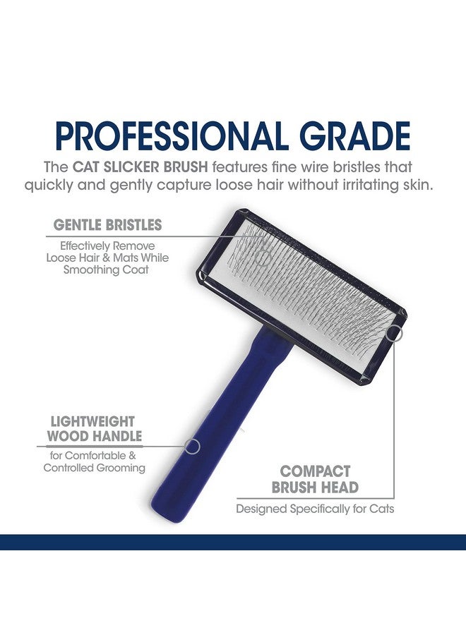 Four Paws Magic Coat Professional Series Cat Slicker Brush for Medium or Long Coats - Gently Removes Excess Hair, Stimulates Natural Oils, Ideal for Cats and Kittens, Lightweight Wood Handle - Image 2