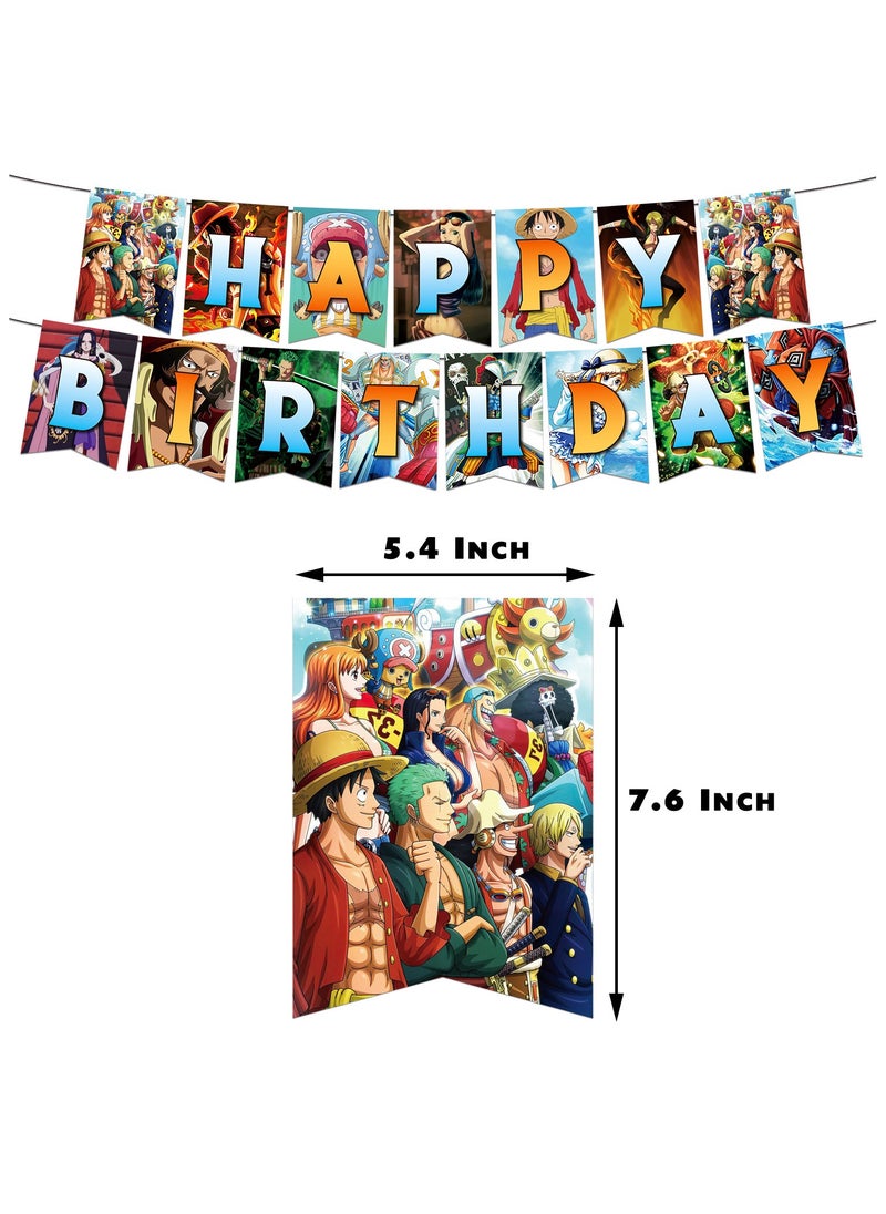 Birthday Party Balloon Decoration ONE PIECE，Happy Birthday Banner,Cake Topper,Baby Shower Birthday Bachelorette Party Backdrop  - Image 2