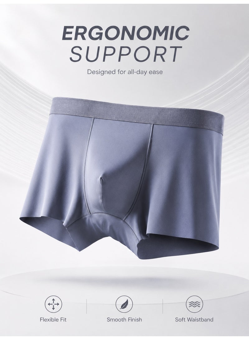 4 Pack Men's Ice Silk Boxer Briefs, Cooling Ultra-Thin Antibacterial Seamless Breathable, Moisture Wicking for Summer Daily Wear - Image 4