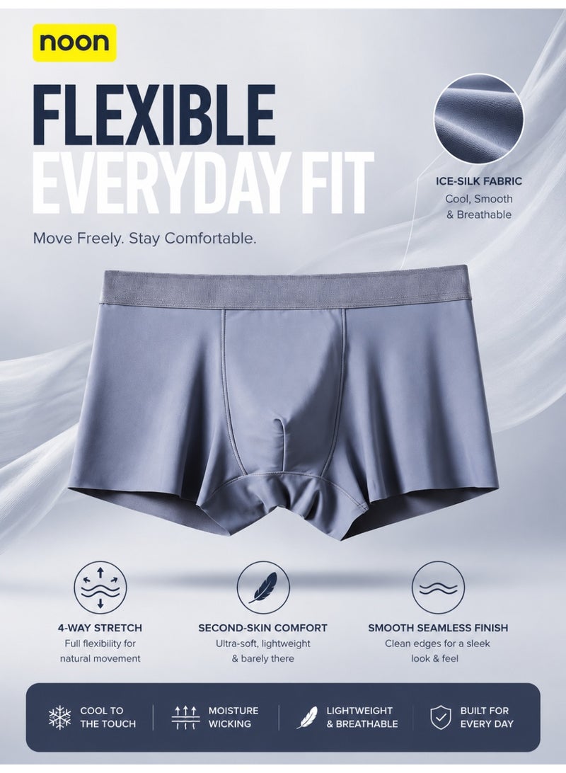 4 Pack Men's Ice Silk Boxer Briefs, Cooling Ultra-Thin Antibacterial Seamless Breathable, Moisture Wicking for Summer Daily Wear - Image 5