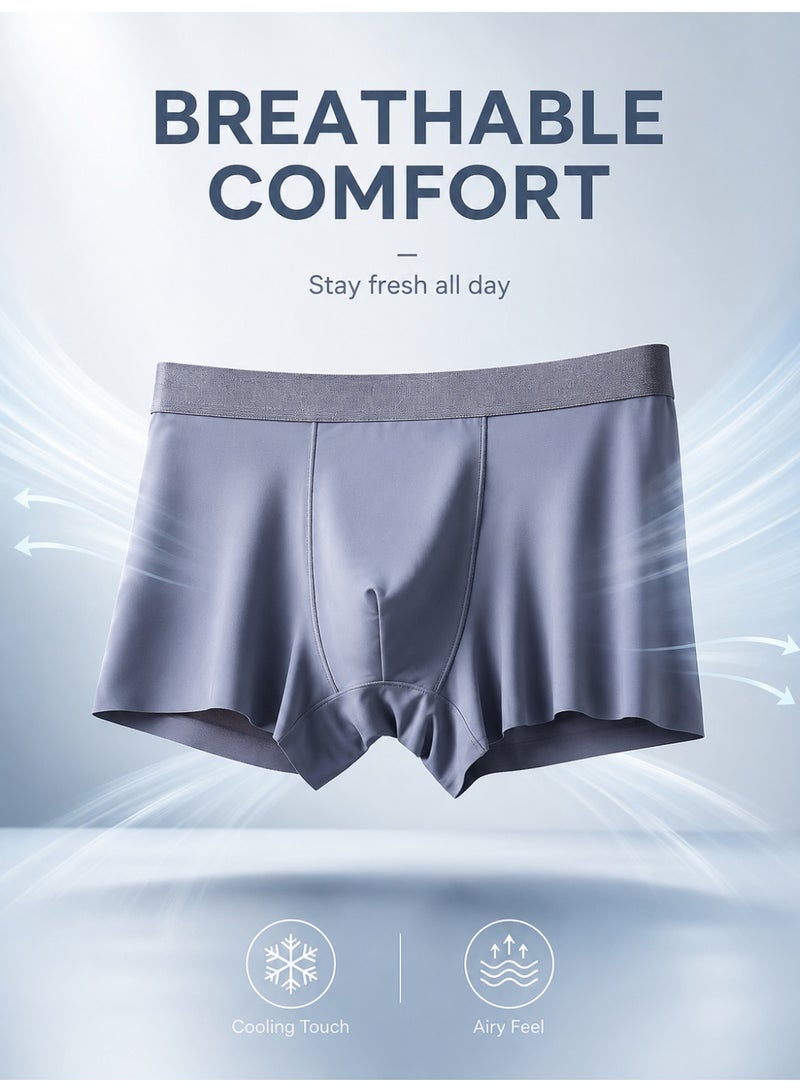 4 Pack Men's Ice Silk Boxer Briefs, Cooling Ultra-Thin Antibacterial Seamless Breathable, Moisture Wicking for Summer Daily Wear - Image 3