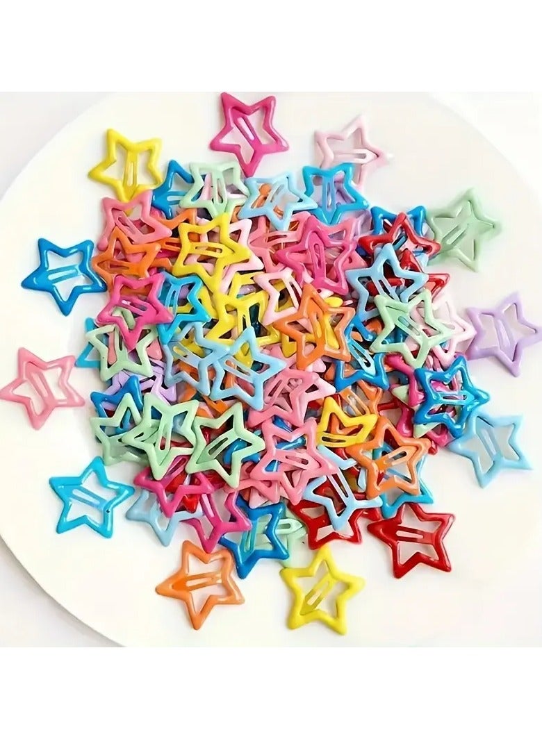Ucanbe 30pcs Random Color Dopamine Star Hair Clips, Cute Hair Accessories for Women 14+, Solid Print, Star Shape, Sweet Style, Metal Material, Hollow Design, Hair Claw Pins, Gift for Eid, Ramadan - Image 1