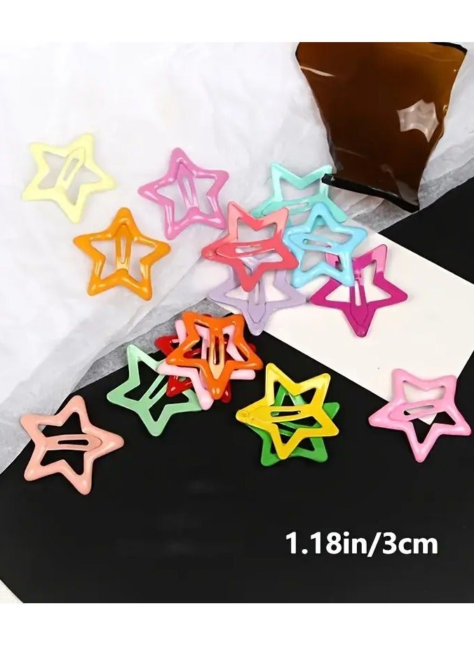 Ucanbe 30pcs Random Color Dopamine Star Hair Clips, Cute Hair Accessories for Women 14+, Solid Print, Star Shape, Sweet Style, Metal Material, Hollow Design, Hair Claw Pins, Gift for Eid, Ramadan - Image 2