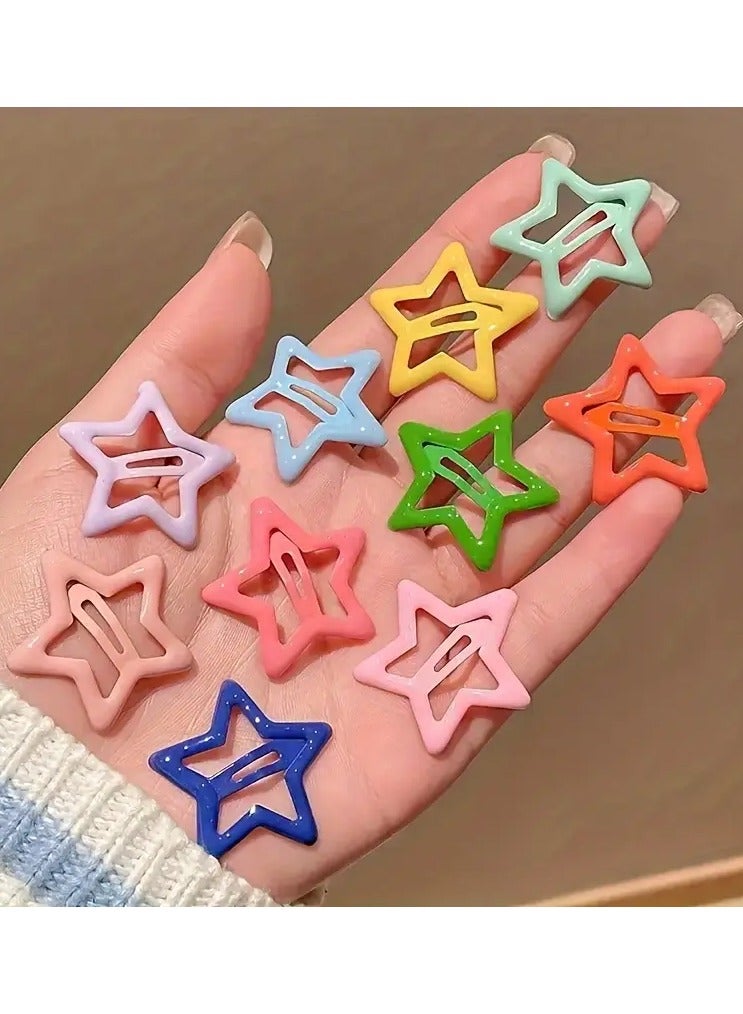 Ucanbe 30pcs Random Color Dopamine Star Hair Clips, Cute Hair Accessories for Women 14+, Solid Print, Star Shape, Sweet Style, Metal Material, Hollow Design, Hair Claw Pins, Gift for Eid, Ramadan - Image 3