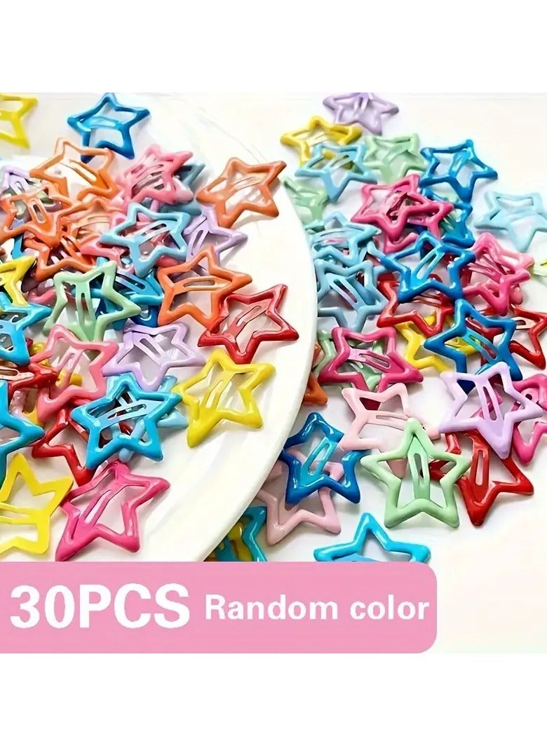 Ucanbe 30pcs Random Color Dopamine Star Hair Clips, Cute Hair Accessories for Women 14+, Solid Print, Star Shape, Sweet Style, Metal Material, Hollow Design, Hair Claw Pins, Gift for Eid, Ramadan - Image 5