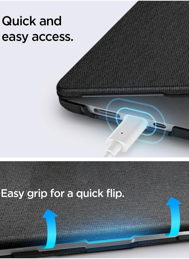 Spigen - Urban Fit MacBook Air 15 inch Case M4 A3241 (2025) / M3 A3114 (2024) / M2 A2941 (2023) Scratch Resistant Premium Fabric Protective Hard Shell Cover - Black - Image 1