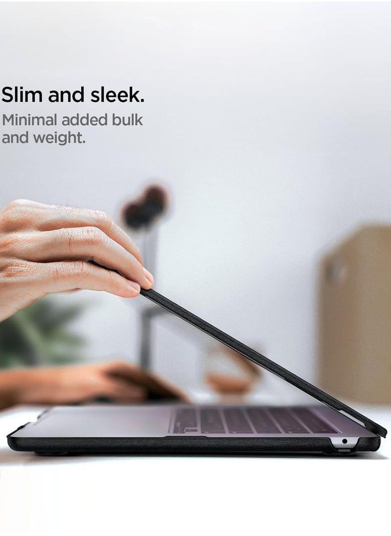 Spigen - Urban Fit MacBook Air 15 inch Case M4 A3241 (2025) / M3 A3114 (2024) / M2 A2941 (2023) Scratch Resistant Premium Fabric Protective Hard Shell Cover - Black - Image 1
