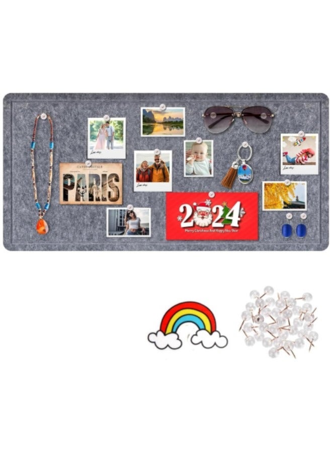 GGEROU Foldable Large Felt Bulletin Board, Folding Cork Board Alternative, Decorative Picture Framed Display Board with 20 Rose Pins, Grey 120*180cm - Image 1