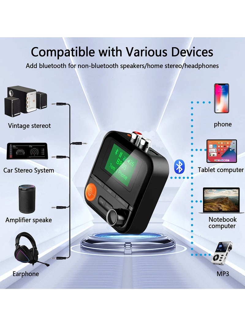 general Bluetooth Transmitter Receiver,Bluetooth 5.2 Transmitter With LCD Screen,5 EQ Effects,TF Card Plug-Play,Wireless Audio Adapter RCA 3.5mm AUX for TV/PC/Car/MP3/Speakers/Headset,BR05 - Image 4