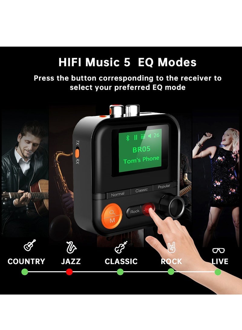 general Bluetooth Transmitter Receiver,Bluetooth 5.2 Transmitter With LCD Screen,5 EQ Effects,TF Card Plug-Play,Wireless Audio Adapter RCA 3.5mm AUX for TV/PC/Car/MP3/Speakers/Headset,BR05 - Image 3