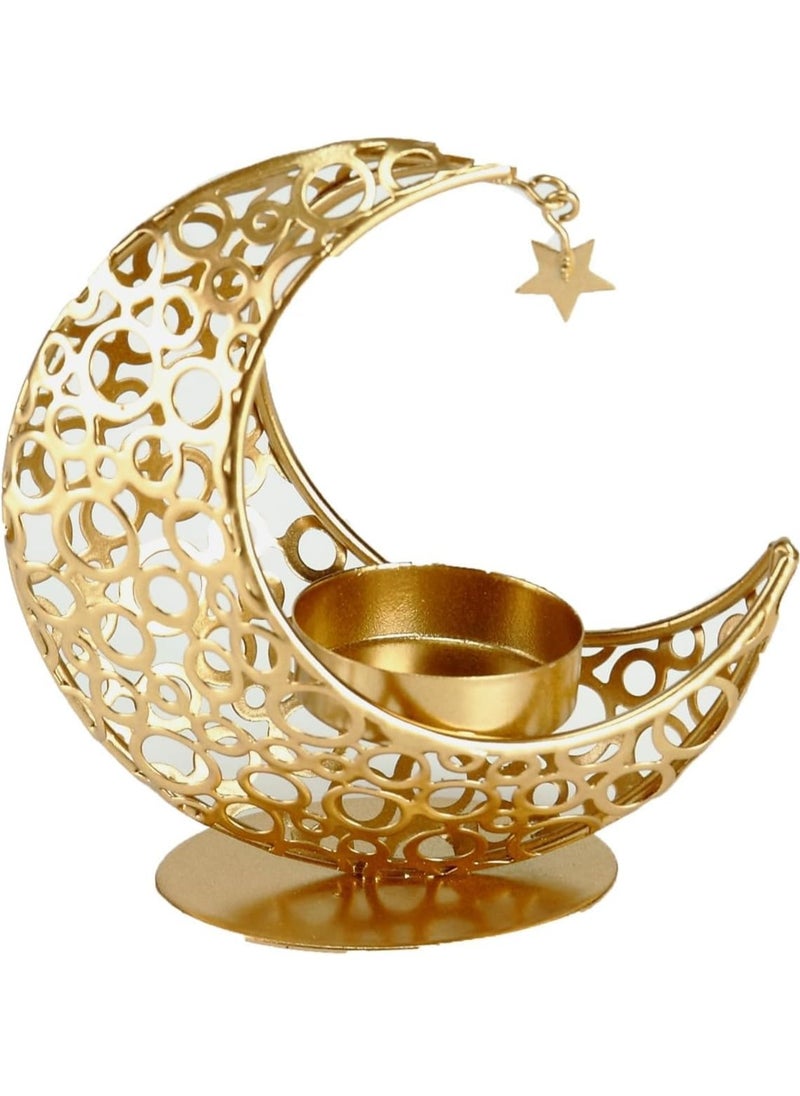 Brain Giggles BrainGiggles Moon Shape Metal Candlesticks Holder for Ramadan Themed Decorations  - Image 1