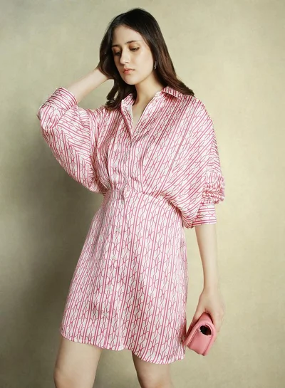 Dennis Lingo Striped Shirred Mini Dress