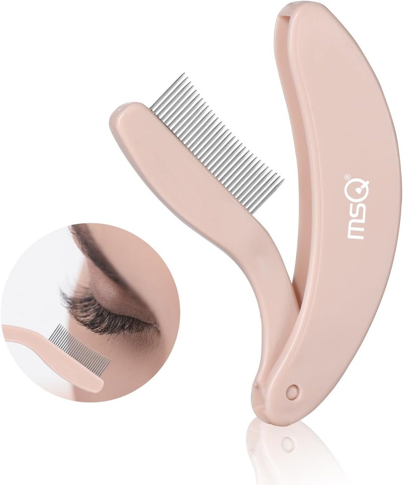 MSQ Folding Eyelash Comb Eyelash Separator Arc Designed Cosmetic Brushes Tool Eyebrow Grooming Brush Nude