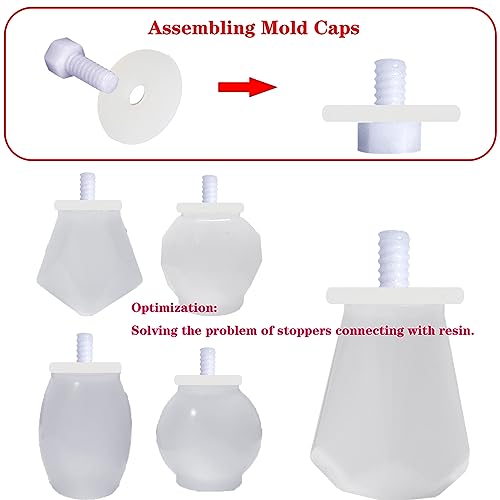 JIOFAVIU 15 Pcs Resin Wine Bottle Stoppers Molds Set, Wine Stopper Silicone Molds for Epoxy Resin (5 Molds and 10 Stoppers with 10 Screws) - Image 3