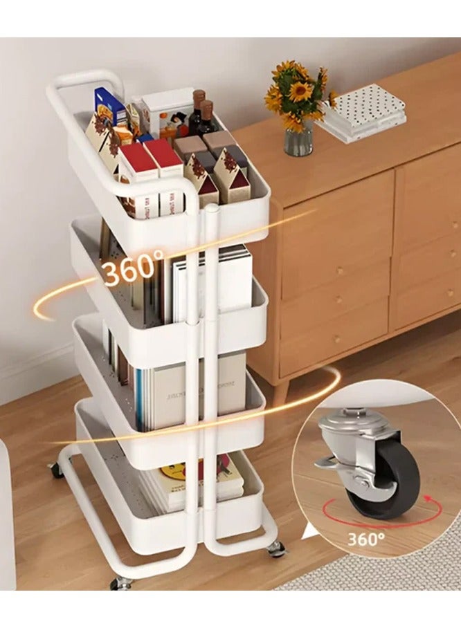 DubaiGallery Storage Trolley Rolling Cart Utility Cart 4 Tier Metal Rolling Cart Utility Cart Shelves Storage Trolley With Wheel Kitchen Storage Cart Kitchen Storage Cart Rolling Storage Cart - Image 2