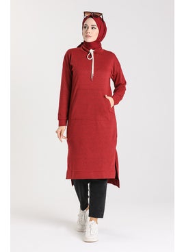 Tunic with Side Slits and Pockets 3234-11 Claret Red