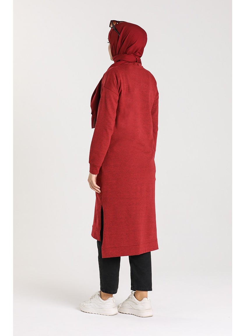Sefa Merve - Tunic with Side Slits and Pockets 3234-11 Claret Red - Image 1