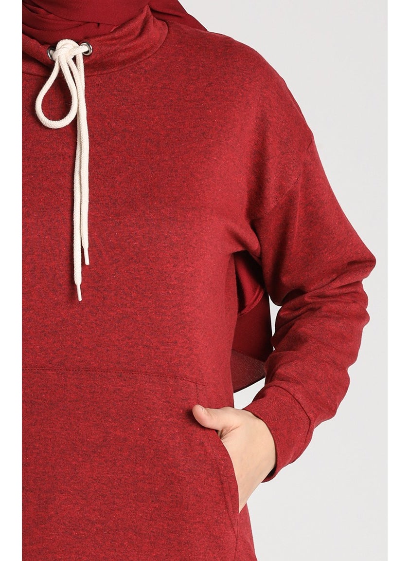 Sefa Merve - Tunic with Side Slits and Pockets 3234-11 Claret Red - Image 1