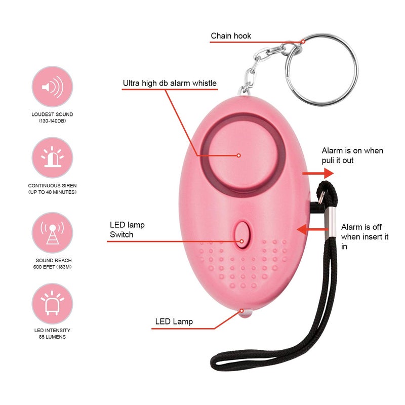 KOSIN Safe Sound Personal Alarm, 8 Pack 140DB Personal Security Alarm Keychain with LED Lights, Emergency Safety Alarm for Women, Men, Children, Elderly - Image 3