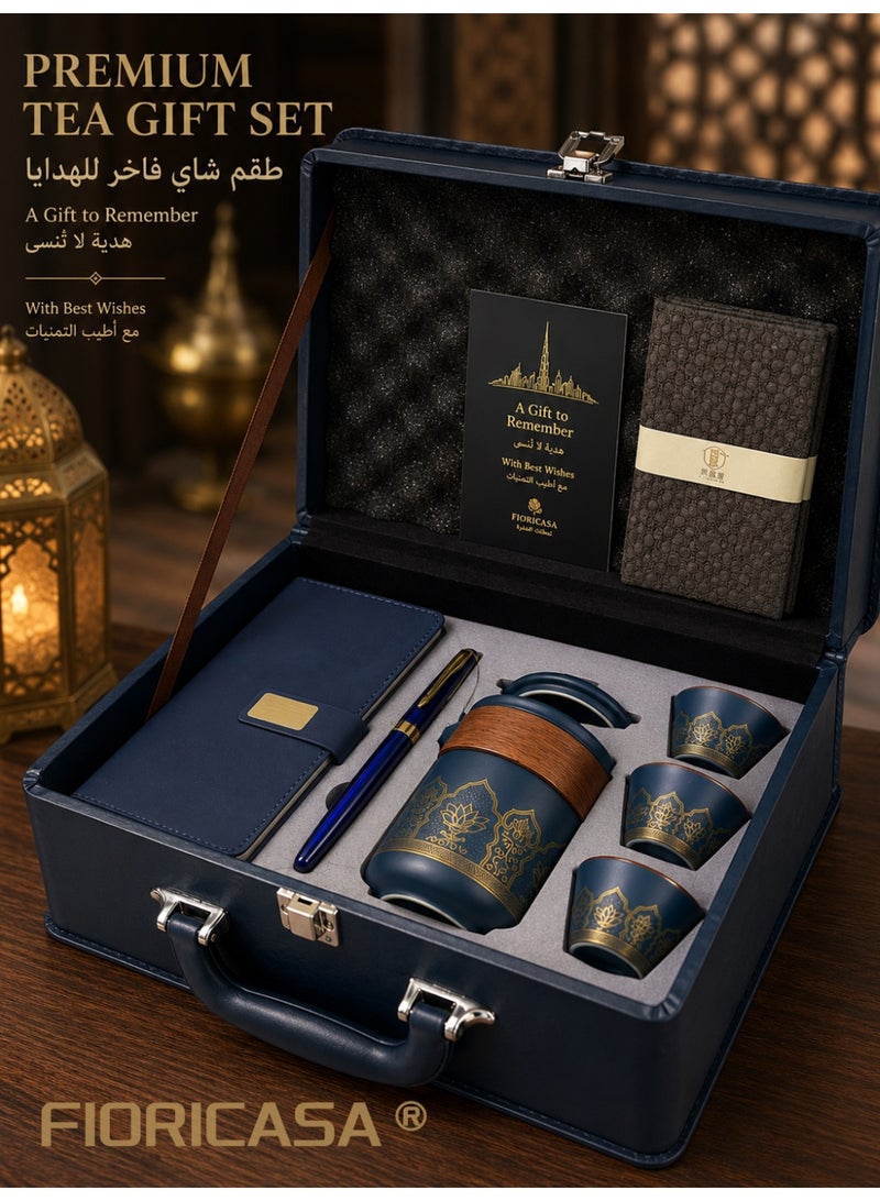 فوريكاسا طقم هدايا أكواب شاي فاخر مع علبة هدايا من جلد PU، دفتر وقلم حبر - Image 1