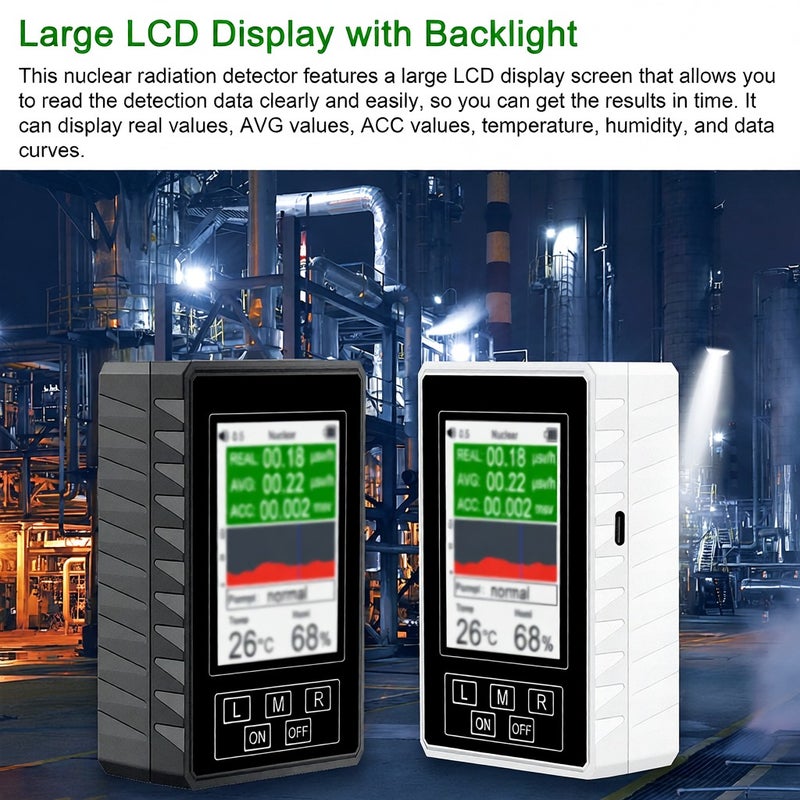 Handheld Portable Nuclear Radiation Electromagnetic Radiation Detector Household Laboratory Hospital Multi-function Marble Radioactive Geiger Counter Digital Large Screen Nuclear Radiation Detector - Image 5